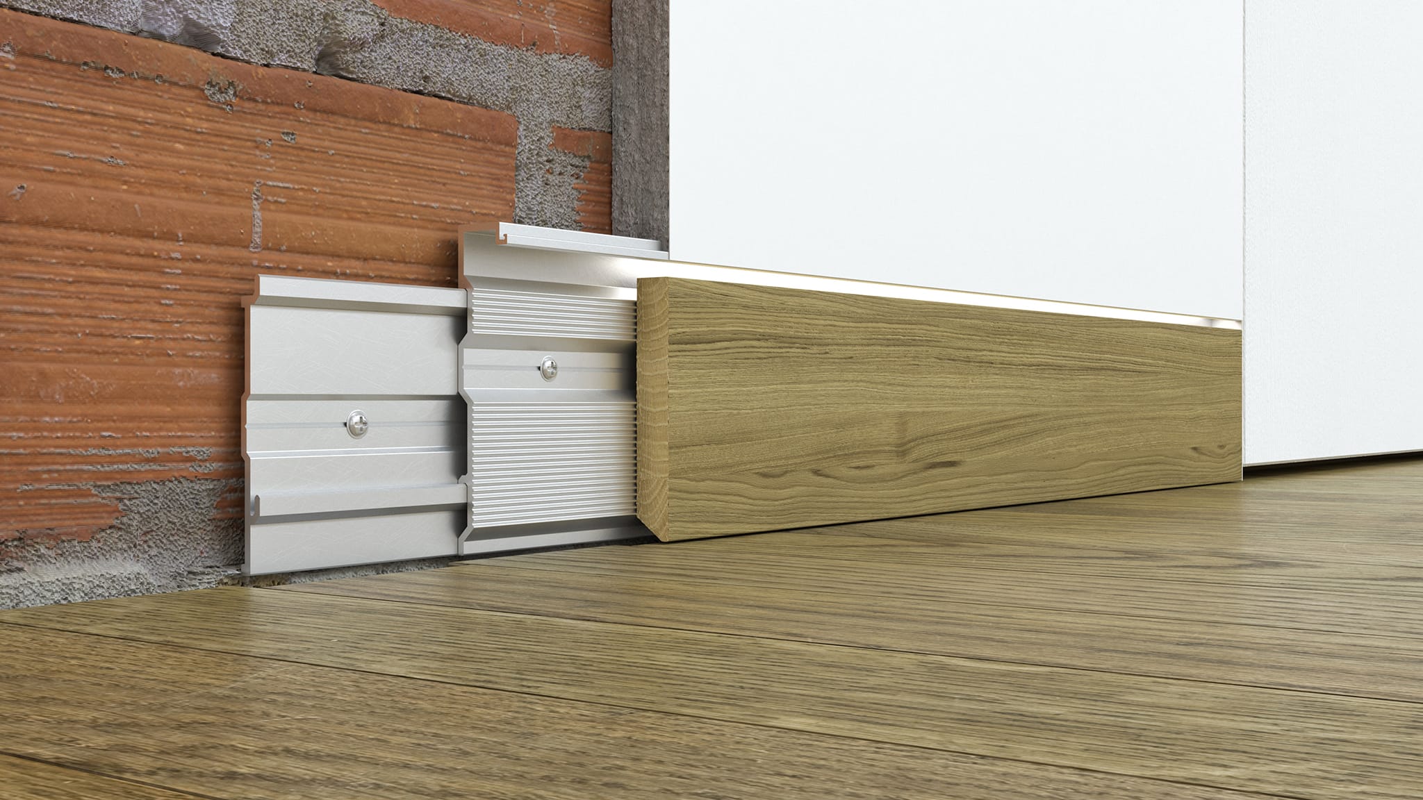 Set für flächenbündige Sockelleisten im Massivbau FLÄCHENBÜNDIG